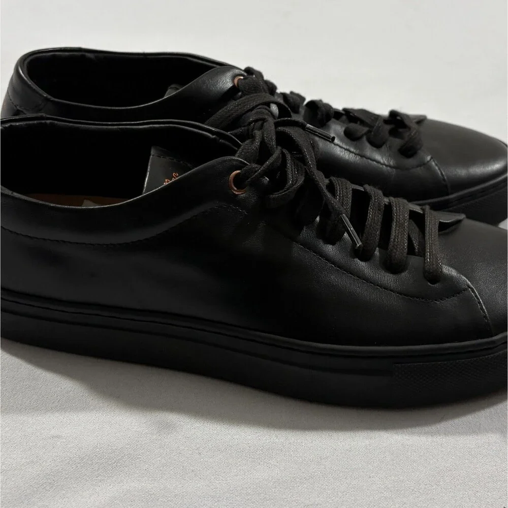 Good Man Edge Lo Top Sneaker Black Nappa Leather Mono Italy Mens Shoes Sz 7